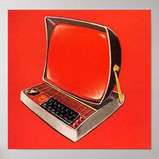 原子時代の未来的なコンピュータのタイプライター ポスター