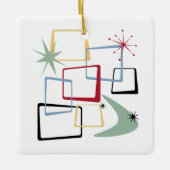 原子時代の正方形スターズブーメランミッドセンチュリー セラミックオーナメント (正面)