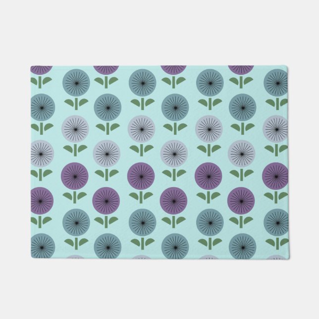 原子時代の花模様 ドアマット (正面)