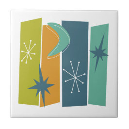 原子時代の長方形ブーメランスターミッドモダン タイル