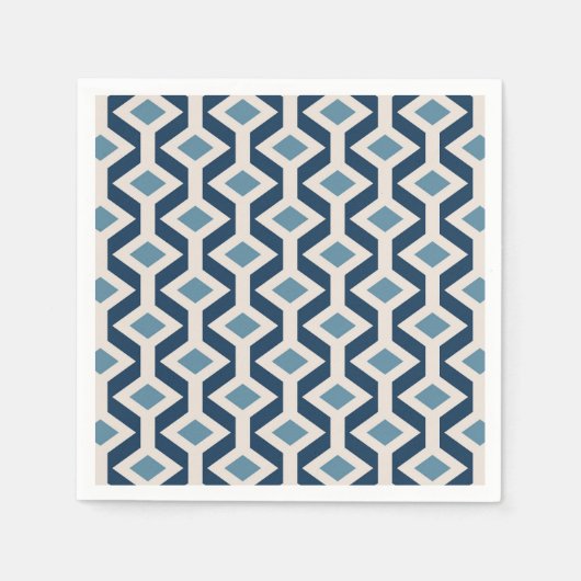 原子時代インスパイア幾何パターン スタンダードカクテルナプキン (正面)