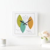 原子時代オーナメントミッドセンチュリーモダン スクエア壁時計 (ホーム)