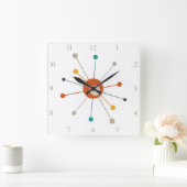 原子時代カラフルスターバストナンバーズ中世紀型 スクエア壁時計 (ホーム)