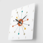 原子時代カラフルスターバストナンバーズ中世紀型 スクエア壁時計 (傾斜)