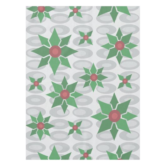 原子時代クリスマスホリーシルバー テーブルクロス (正面)