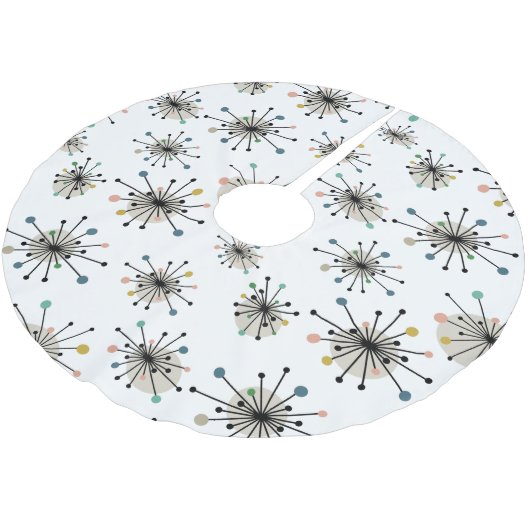 原子時代スターバストミッドセンチュリーモダンクリスマス ブラッシュドポリエステルツリースカート (アングル)