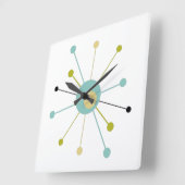 原子時代スターバストミッドセンチュリーモダン スクエア壁時計 (傾斜)