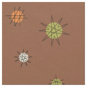 原子時代スターバスト惑星茶色の緑 ファブリック (クローズアップ)