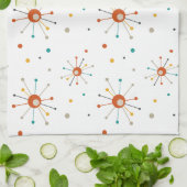 原子時代スターバスト水玉模様ミッドセンチュリーモダン キッチンタオル (折り畳み)