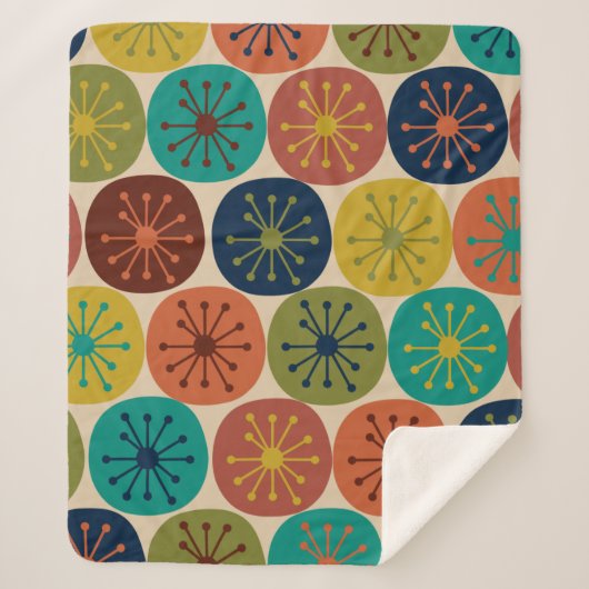 原子時代ドットミッドセンチュリーレトロパターン シェルパブランケット (正面)