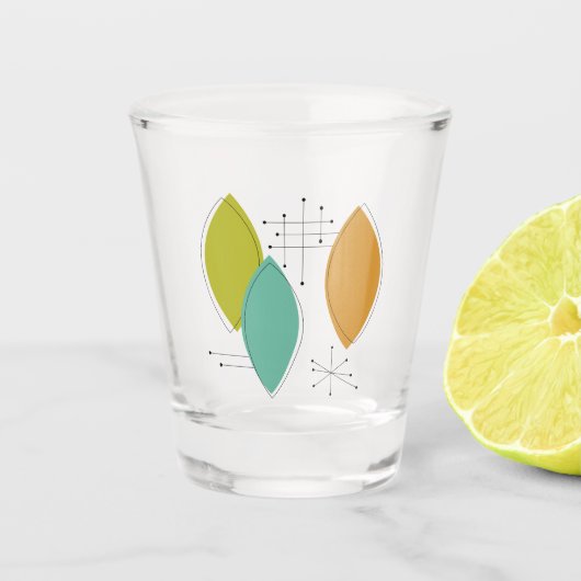 原子時代ファンキーサーフボードの形状ミッドセンチュリー ショットグラス (正面)