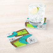 原子時代ブーメインスパイアランデザインサンドストーンコア ガラスコースター (アングル)