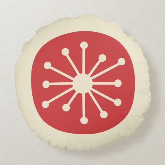 原子時代ミッドセンチュリーかわいいモダンレトロミニマリスト ラウンドクッション (裏面)