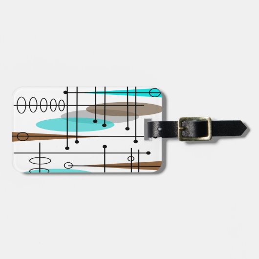 原子時代ミッドセンチュリーモダン抽象芸術 ラゲッジタグ (正面横)