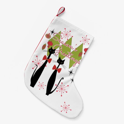 原子時代モダンクール猫 スモールクリスマスストッキング (正面 (吊り時))