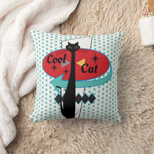 原子時代モダン半クール世紀の猫 クッション (ブランケット)