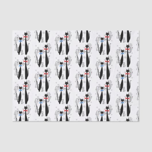 原子時代モダン半クール世紀猫ペア 薄葉紙 (正面)