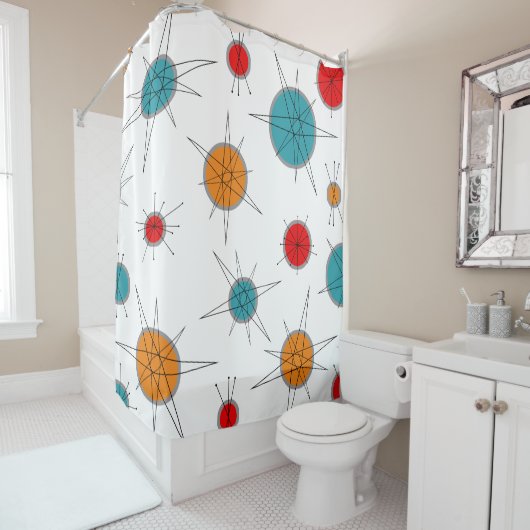 原子時代レトロ惑星 シャワーカーテン (インサイチュ)