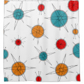 原子時代レトロ惑星 シャワーカーテン (正面)