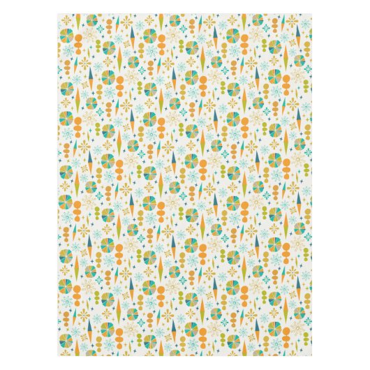 原子時代抽象芸術シェイプスターバストミッドセンチュリー テーブルクロス (正面)