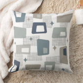 原子時代 – ミッドセンチュリーモダンブロック灰色 クッション (ブランケット)