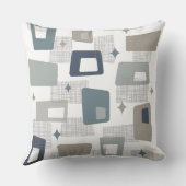 原子時代 – ミッドセンチュリーモダンブロック灰色 クッション (裏面)