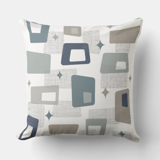 原子時代 – ミッドセンチュリーモダンブロック灰色 クッション (正面)