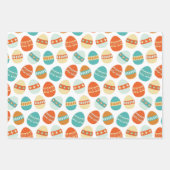 原子時代、ミッドセンチュリーモダン、イースター卵パターン ラッピングペーパーシート (正面3)