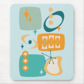 原子時代、ミッドセンチュリー抽象芸術19アクアオレンジ マウスパッド (正面)