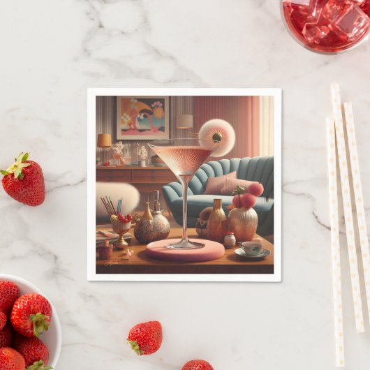 原子未来的さくらんぼブロッサムマルティーニ スタンダードカクテルナプキン (インサイチュ)