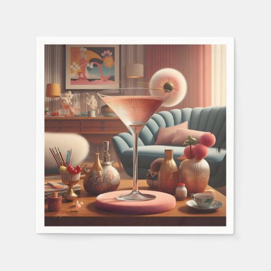 原子未来的さくらんぼブロッサムマルティーニ スタンダードカクテルナプキン (正面)