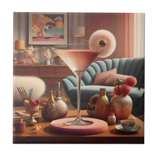 原子未来的さくらんぼブロッサムマルティーニ タイル (正面)