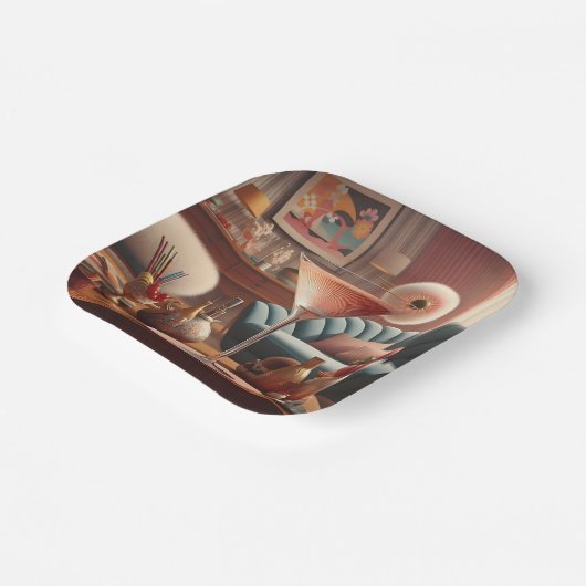 原子未来的さくらんぼブロッサムマルティーニ ペーパープレート (傾斜あり)