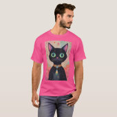 原子未来的な宇宙ブラックキャットユニバース Tシャツ (正面フル)