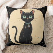 原子未来的な黒猫の月 クッション (ブランケット)
