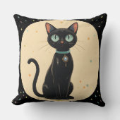 原子未来的な黒猫の月 クッション (正面)