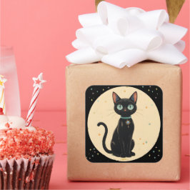 原子未来的な黒猫の月 スクエアシール