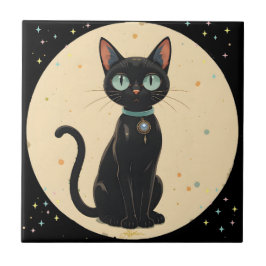 原子未来的な黒猫の月 タイル