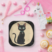 原子未来的な黒猫の月 ペーパープレート (パーティー)