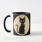 原子未来的な黒猫の月 マグカップ (左)