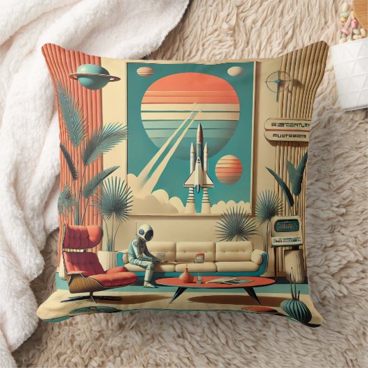 原子未来的フロリダ宇宙エイジファミリールーム クッション (ブランケット)
