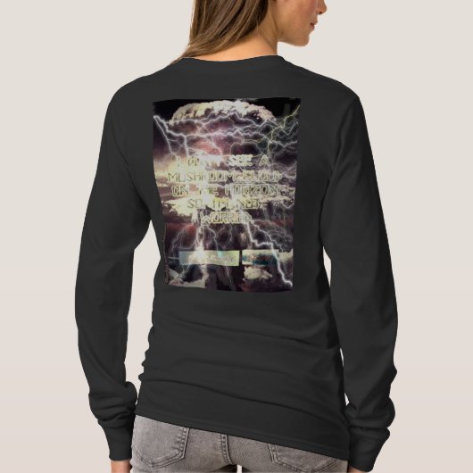 原子爆弾の女性の長い袖ブラックシャツの背中 Tシャツ (裏面)