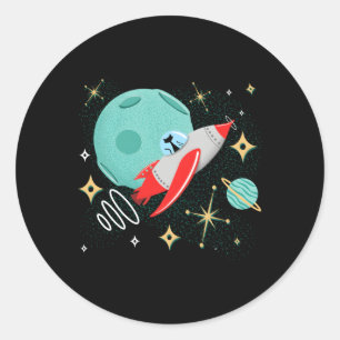 原子状ロケットキャットミッドセンチュリーキャット未来的宇宙 ラウンドシール