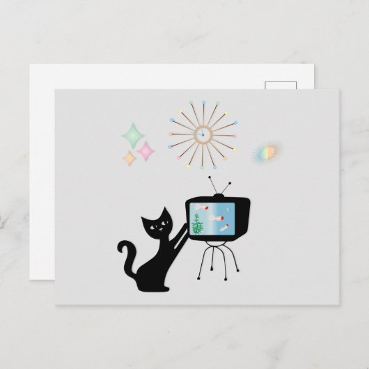 原子猫&古TVレトロ葉書 ポストカード (正面/裏面)