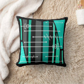 原子的な抽象幾何学アート ブラックターコイズ クッション (ブランケット)