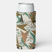 原子矢ミッドセンチュリーモダンスタイルブラウンアクア スリム缶クーラー (Seltzer正面)