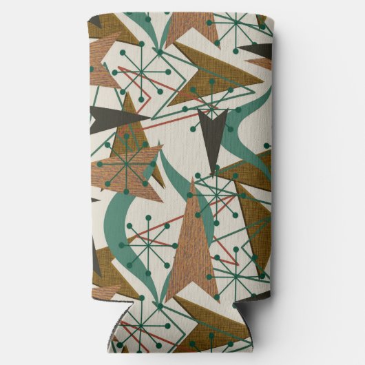 原子矢ミッドセンチュリーモダンスタイルブラウンアクア スリム缶クーラー (裏面)