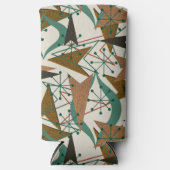 原子矢ミッドセンチュリーモダンスタイルブラウンアクア スリム缶クーラー (正面)