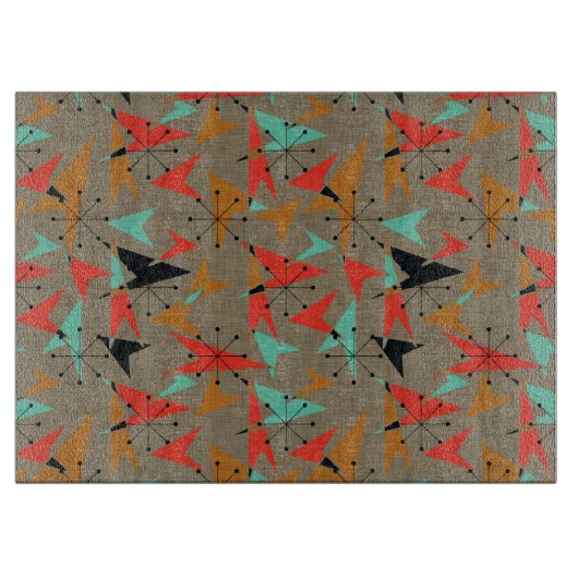 原子矢印パターン、ガラス製のカッティングボード15"x11" カッティングボード (正面)