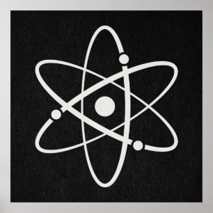 原子科学原子軌道アイコン分子アートブラック ポスター